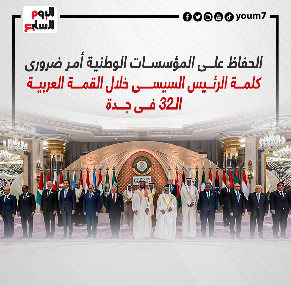 كلمة الرئيس السيسى خلال القمة العربية الـ32 فى جدة